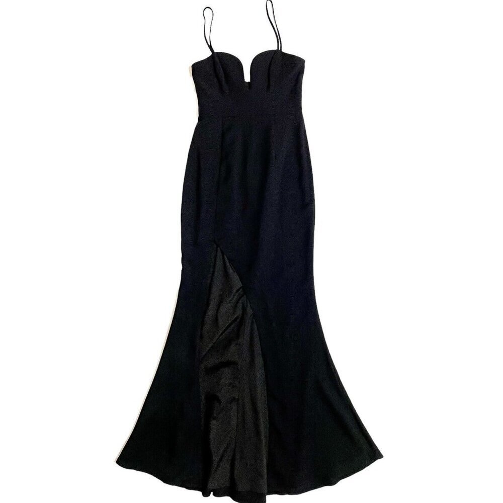 La Maison Talulah Black Mermaid Gown High Slit Evening Dress Sz S New - Picture 2 of 12
